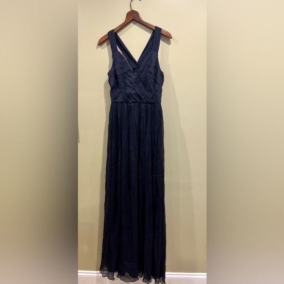 J. Crew Silk Chiffon Anabel Long Dress Gown C5543 formal bridesmaid Navy 6 - Picture 2 of 6